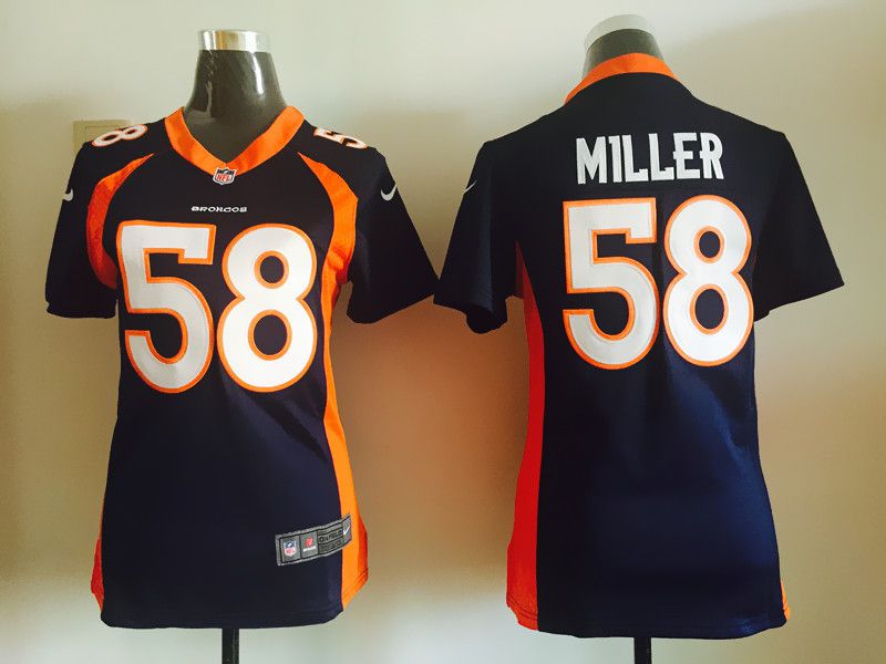 Women Denver Broncos #58 Von Miller Blue Nike NFL Jerseys->->Women Jersey